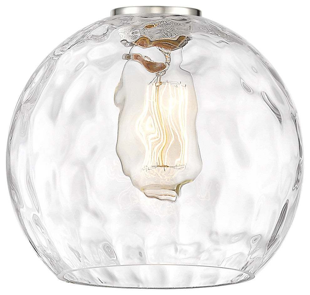 Edison Athens 1-Light 8" Semi-Flush Mount, Matte Black/Clear Water Glass