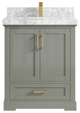Boston 30 Single Sink Bath Vanity in Evergreen 2" Carrara Marble