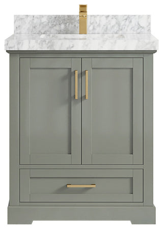 Boston 30 Single Sink Bath Vanity in Evergreen 2" Carrara Marble