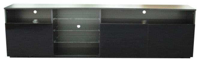 High Gloss Doors Modern TV Stand with LEDs Black MDF TV Cabinet
