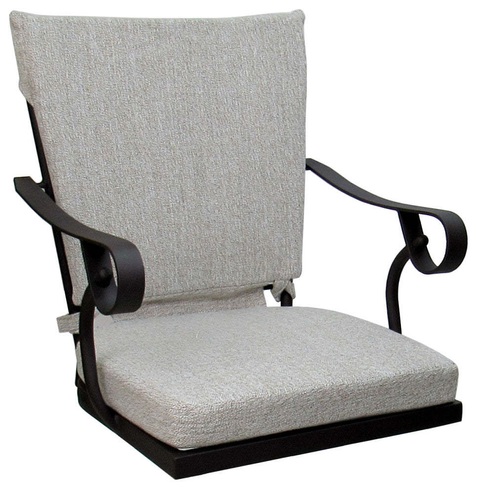 Outdoor/Indoor Patio Swivel Dining Chair Jamey With Arms, White Linen - Black