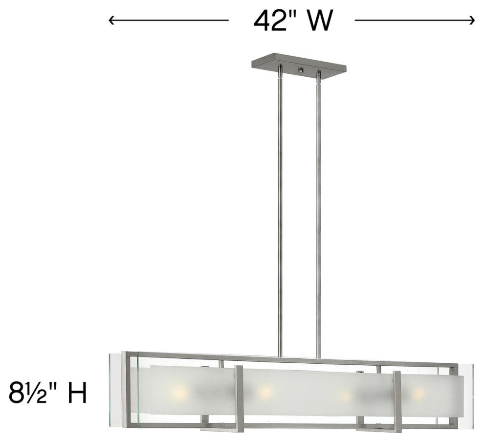 Hinkley Latitude Medium Four Light Linear, Brushed Nickel