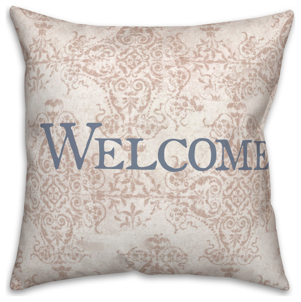 Welcome Peach Pattern Pillow 18x18 Spun Poly Pillow