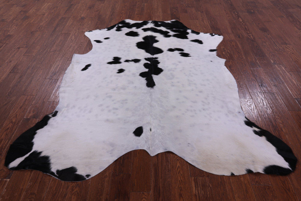 Black and White Natural Cowhide Rug 7' 0" X 6' 7" C1680