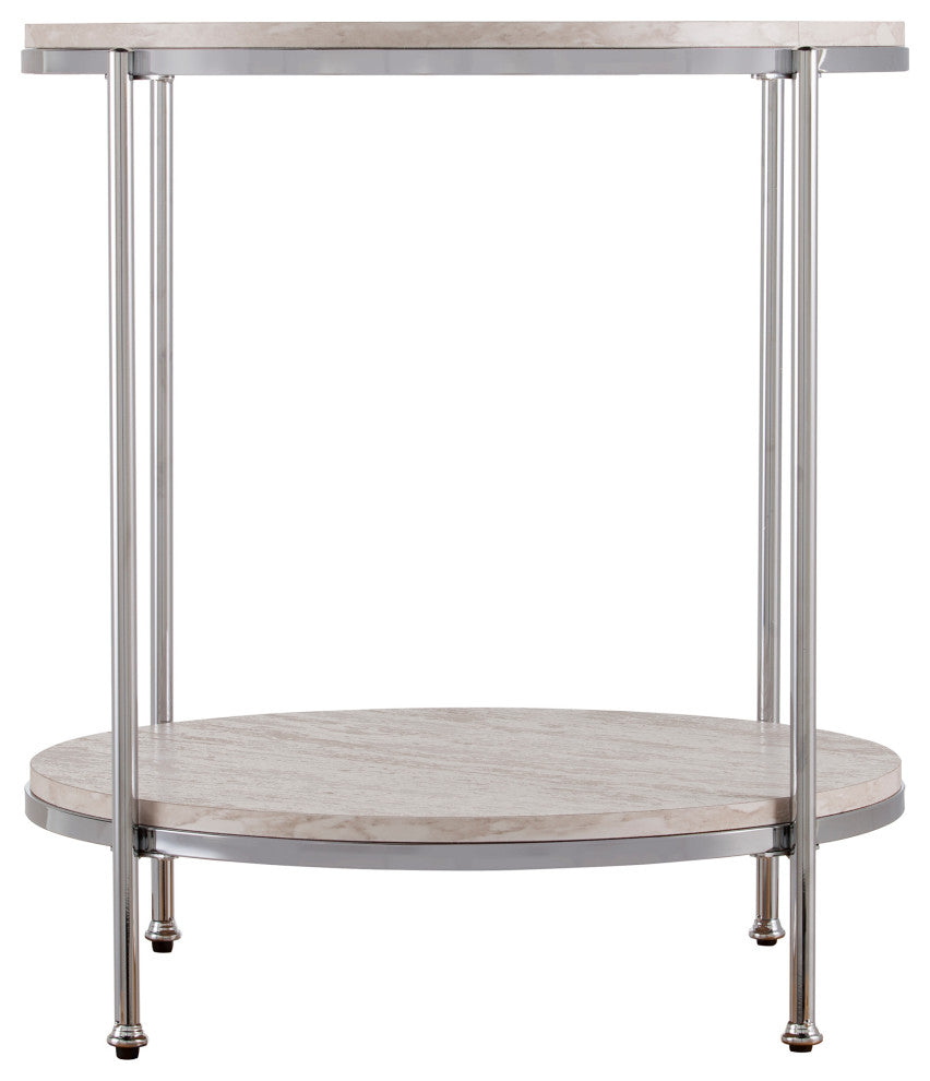 Ackers Round Faux Stone End Table