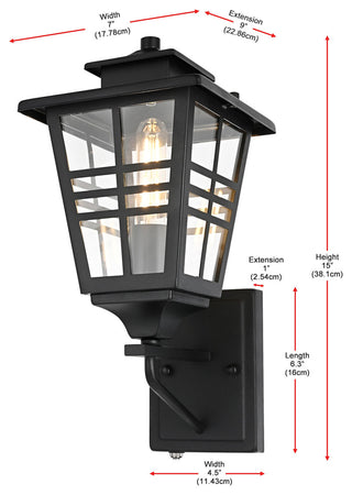 Elegant Lighting OD303W15 Macon 15" Tall Outdoor Wall Sconce - Black