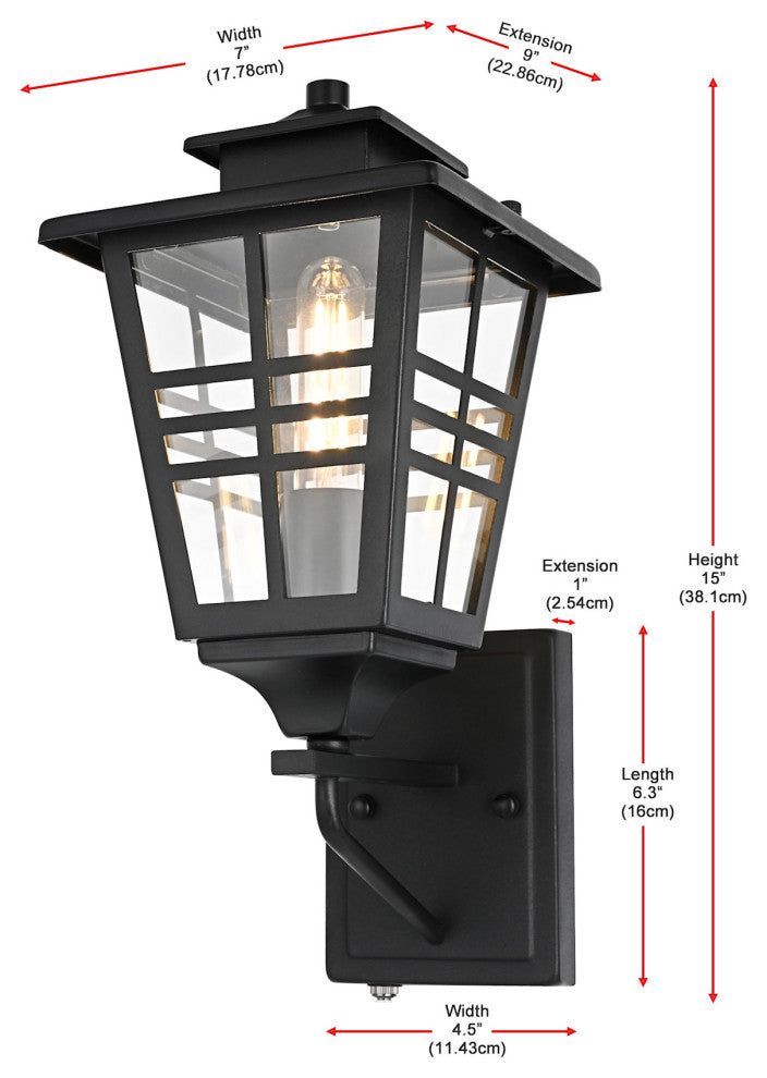 Elegant Lighting OD303W15 Macon 15" Tall Outdoor Wall Sconce - Black