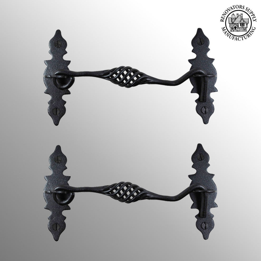 Birdcage Iron Cabin Hook Coating Black 6 1/2 Inch set of 2