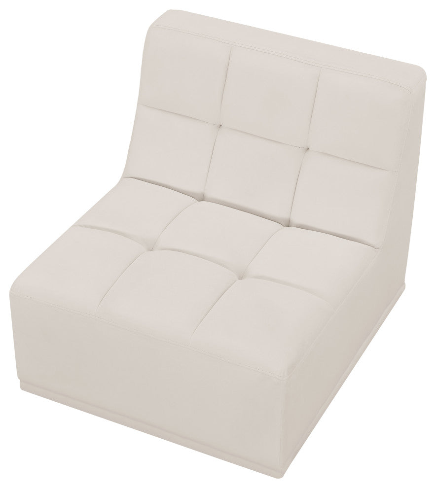 Relax Velvet Upholstered Armless Chair, Cream