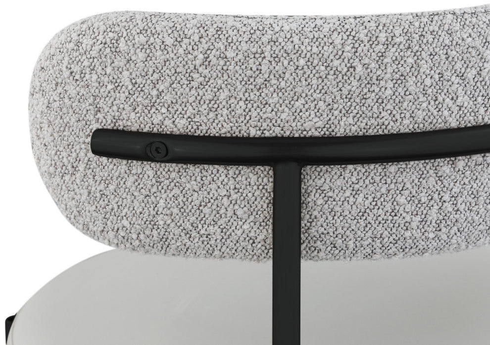 Beacon Dining Chair, Set of 2, Taupe, Vegan Leather and Boucle Fabric, Matte Black Finish