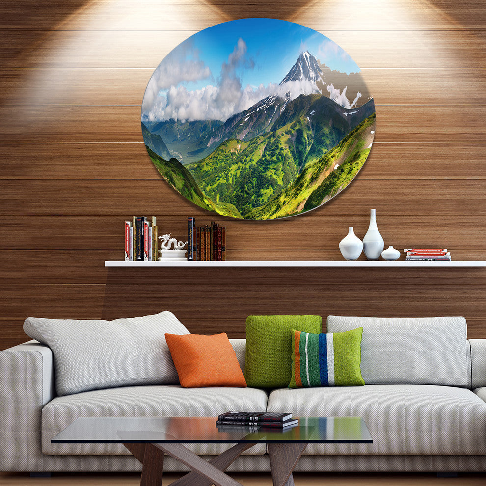 Beautiful Green Mountains Panorama, Landscape Round Wall Art, 38"