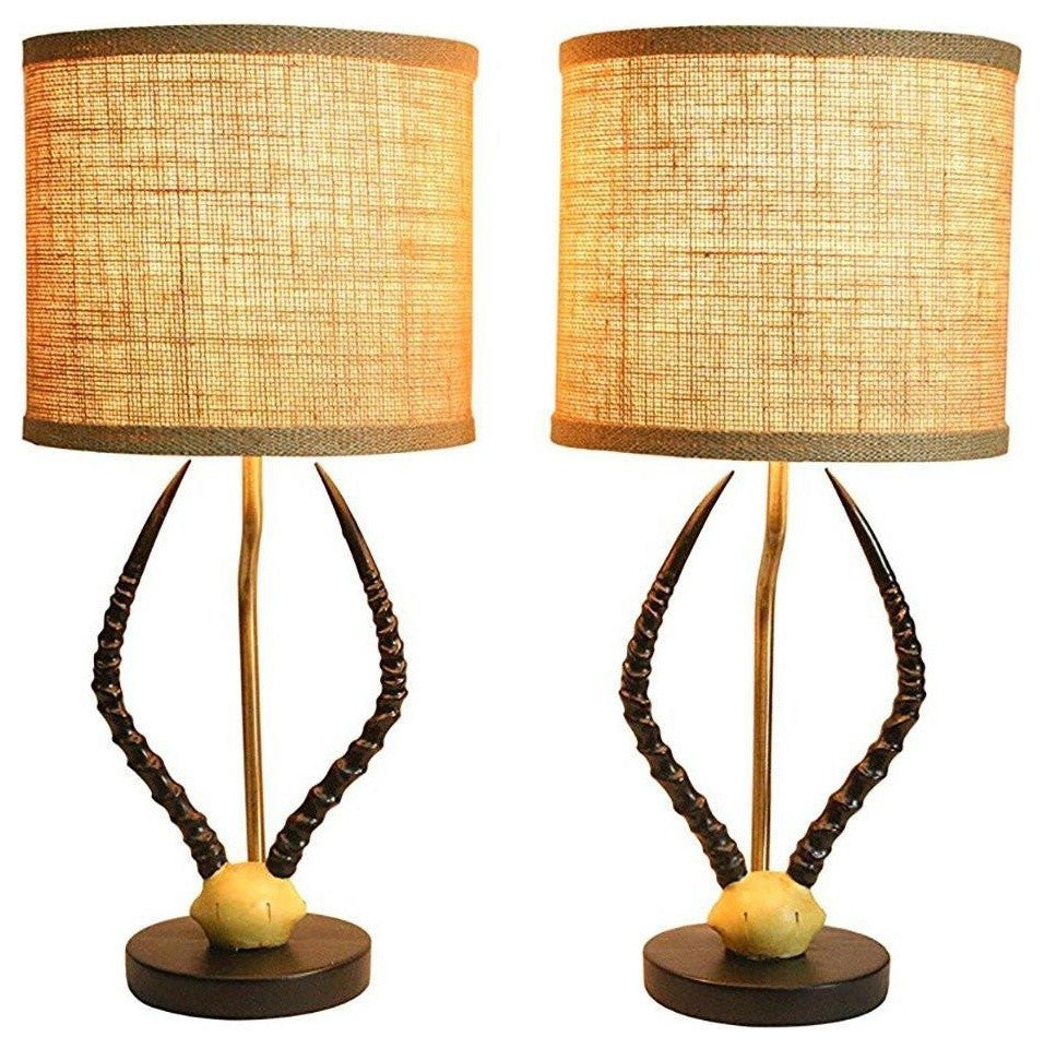 Cody Horn Table Lamps With Shades, Set of 2