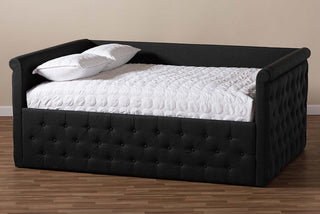 Carolina Fabric Button Tufted Upholstered Daybed, Dark Gray, Queen