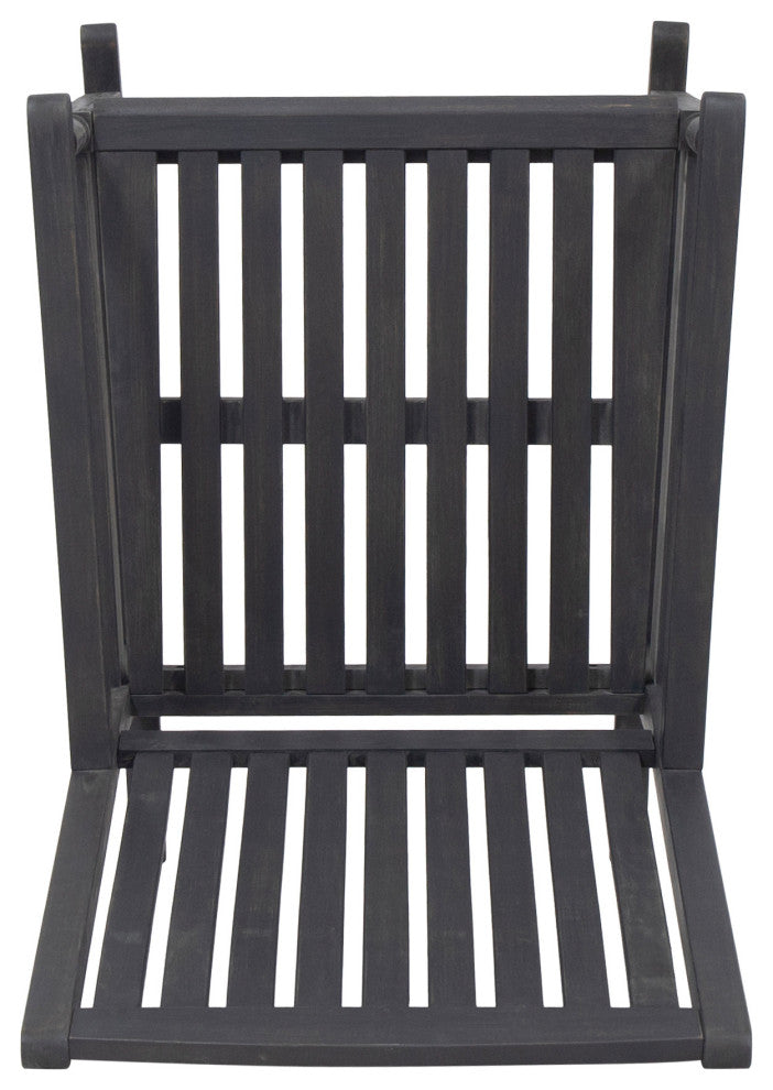 Myrna Outdoor Acacia Wood Rocking Chair, Dark Gray Finish