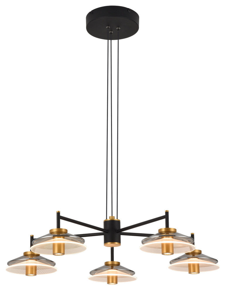 Verona 31" ETL Certified Integrated LED Height Adjustable Chandelier, Black