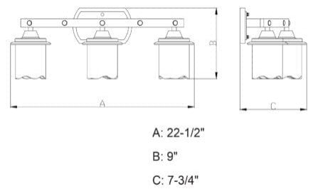 Vaxcel Halifax 3-Light Vanity, Aged Walnut