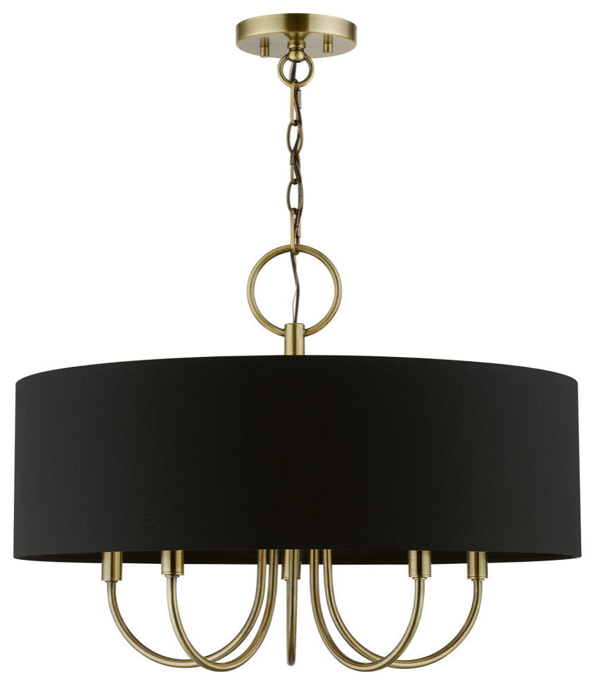 Livex Lighting 5 Light Antique Brass Pendant Chandelier