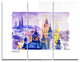 "Prague Vector Illustration" Painting Metal Wall Art, 3 Panels, 36"x28"