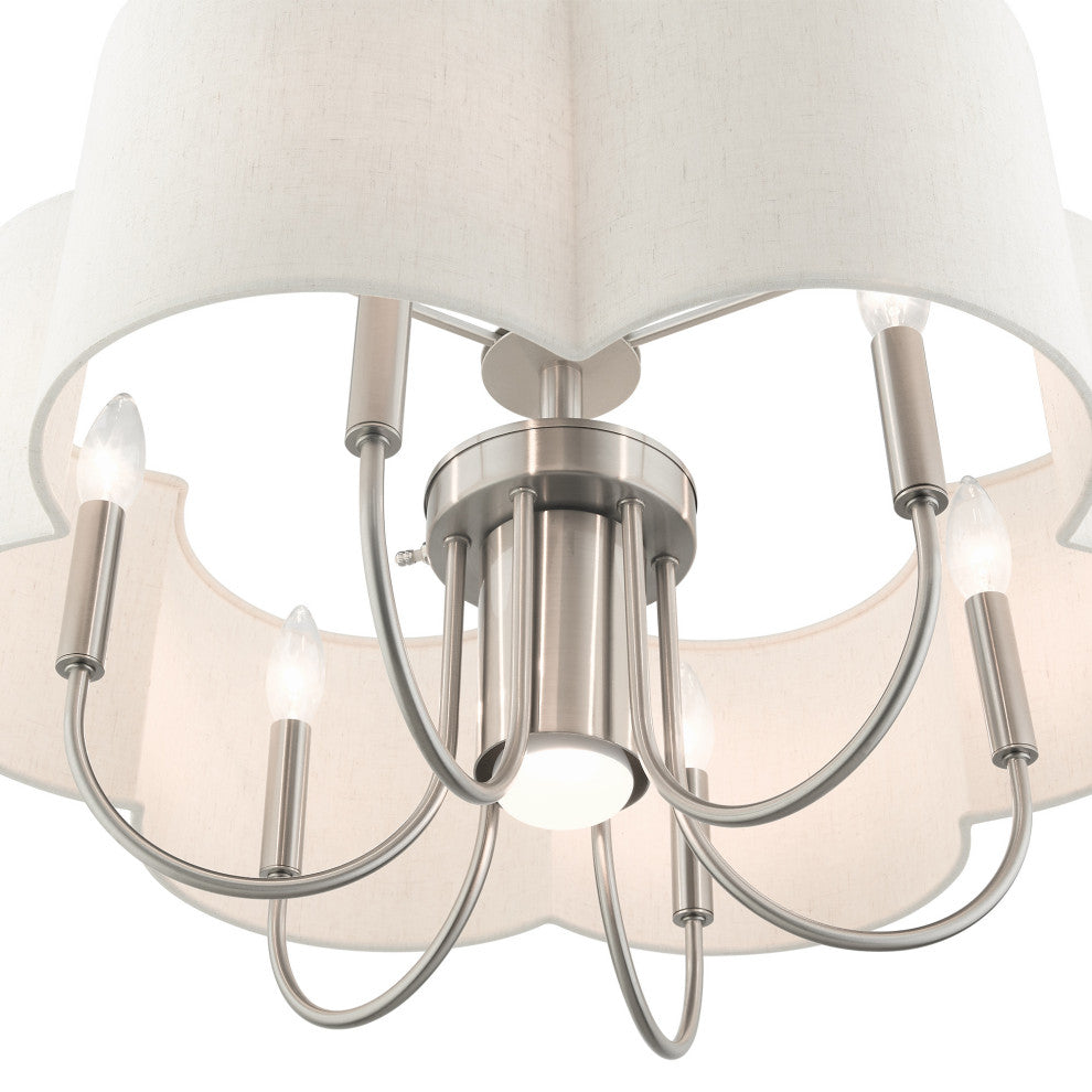 Brushed Nickel French Country, Floral, Transitional, Chandelier