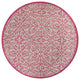 Madrid Vintage Filigree Textured Weave Indoor/Outdoor, Light Gray/Fuchsia, 5' Round