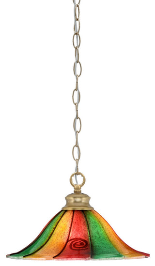 Chain 1-Light Chain Hung Pendant, New Age Brass/Mardi Gras