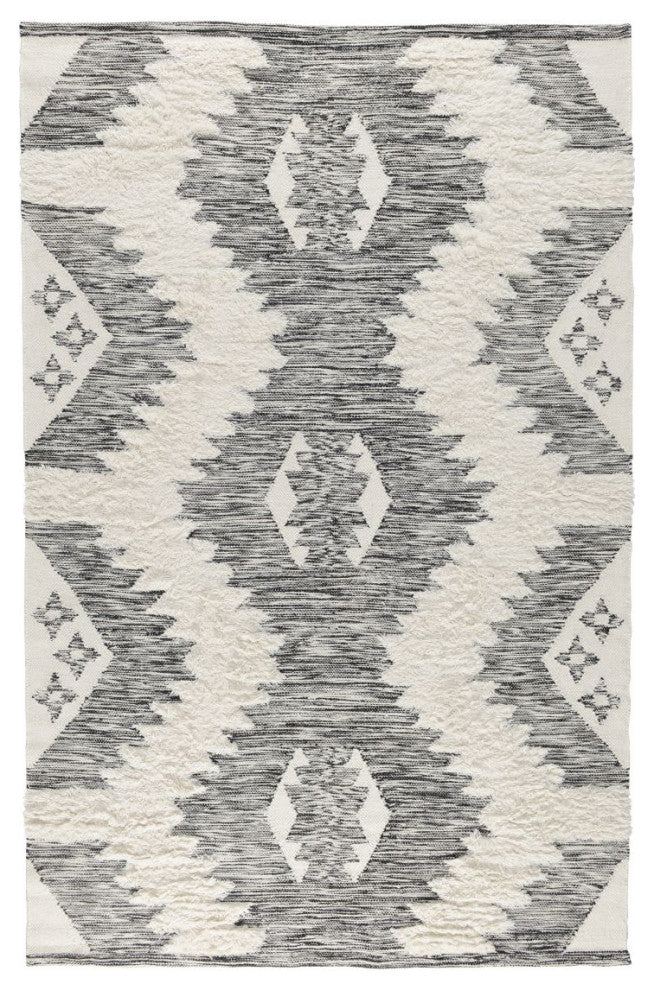 Classic Home Belmont Kilim Shag Ivory/Black 5x8 Rug
