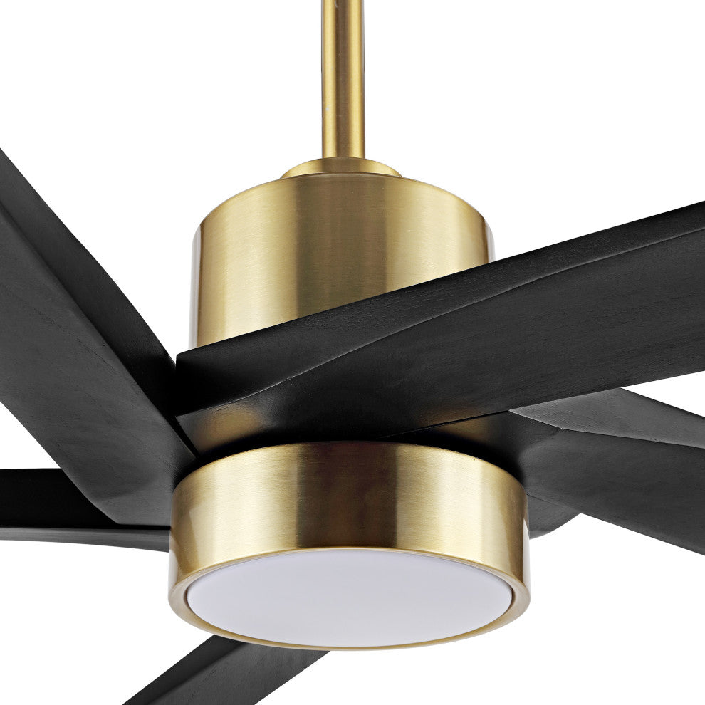 64" 5-Blade LED Ceiling Fan With Light Kit and Remote Control, Gold/Black