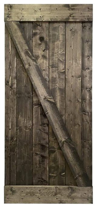 Stained Solid Pine Wood Sliding Barn Door, Espresso, 24"x84", Z Bar