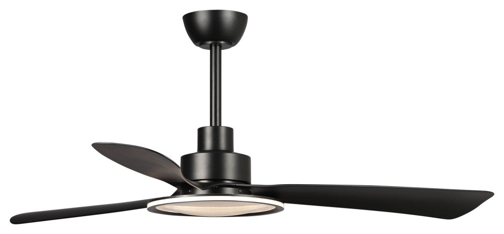 52 in.Modern Black LED Ceiling Fan with Light and Remote Control