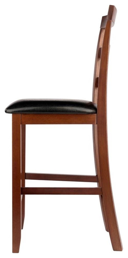 Simone Cushion Ladder-back Seat Counter Stools, 2-Pc Set, Black & Walnut