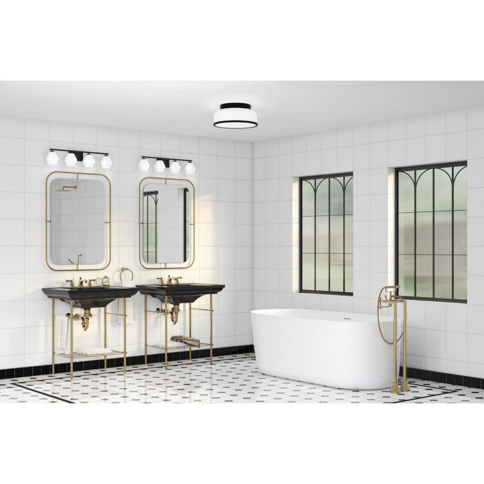 Copeland Collection Four-Light Matte Black Mid-Century Modern Vanity Light