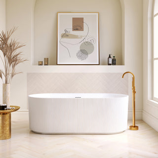Linyi Freestanding Acrylic Soaking Bathtub, White, 59.1"l X 31.5"w