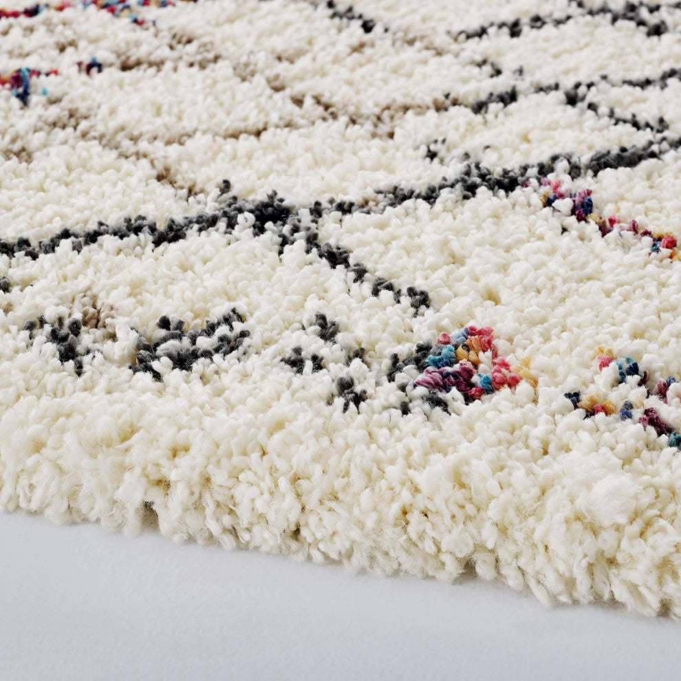 Skadi Rainbow Diamond 5x8 Shag Area Rug-Multicolor