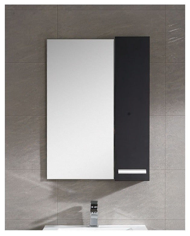Fine Fixtures Atwood Mirror With Side Cabinet, Black, 24"