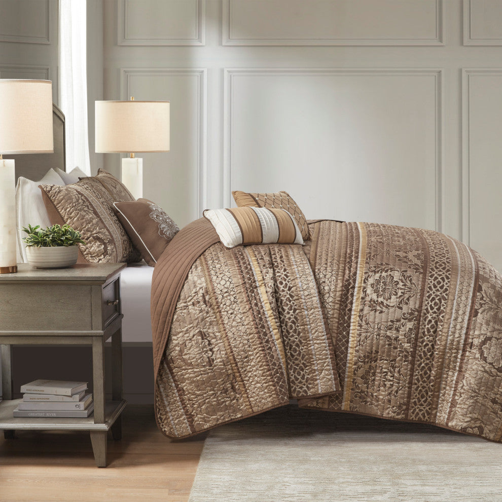 Madison Park Jacquard Coverlet 6-Piece Set, King