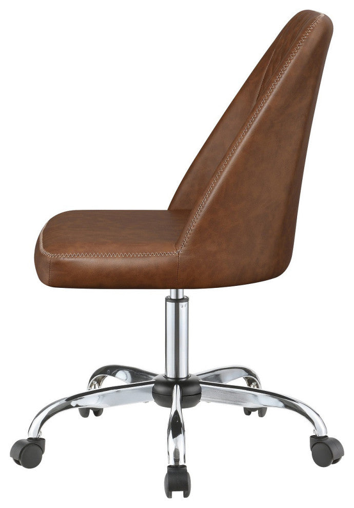 Upholstered Diamond Tufted Back Office Chair, Brown