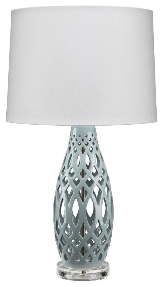 Filigree Ceramic Table Lamp, Navy Blue, Blue