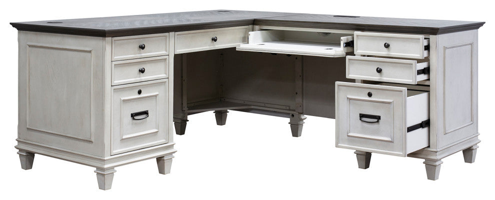 Martin Furniture Hartford L-Shaped Desk, White