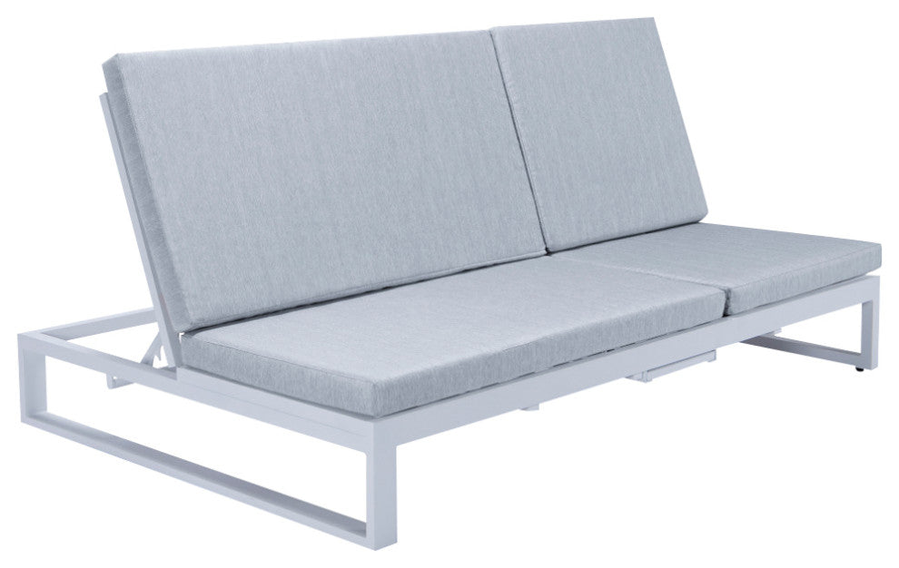 LeisureMod Chelsea Convertible 2-in-1 Sofa and Double Chaise Lounge, Light Gray