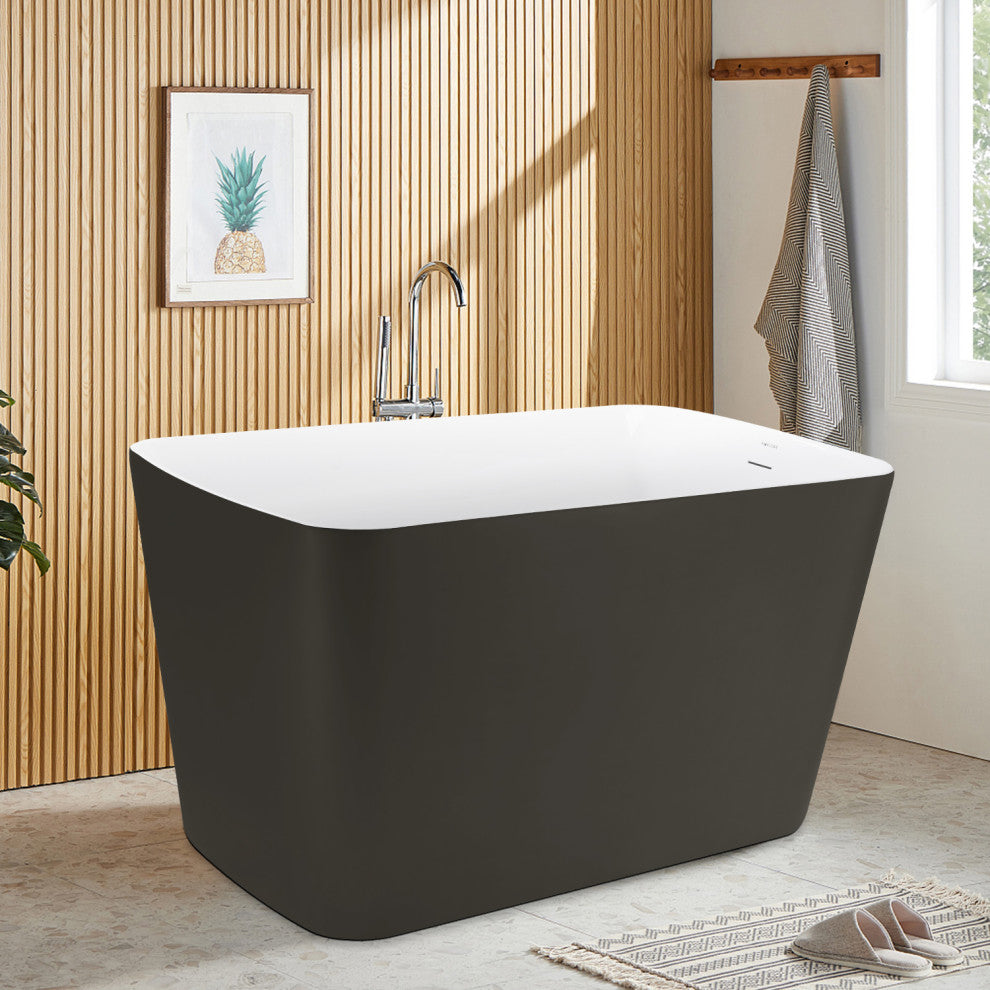 Giving Tree  47" Freestanding Full Immerse Bathtub with Seat White, Grey