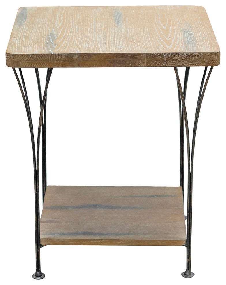 Thetford 21" Weathered Natural Wood and Metal End Table