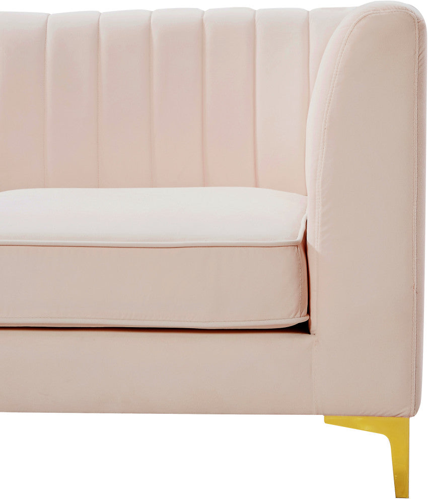 Alina Velvet Modular U-Shaped Sectional, Pink, 6-Piece: 4 Armless Chair, 2 Corner Chair