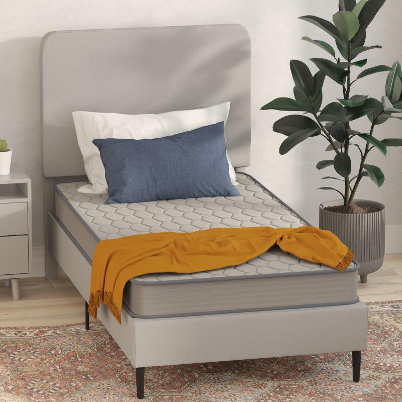 Capri Comfortable Sleep CertiPUR-US Certified Spring Mattress, Mattress in a Box, Gray, Twin Extra Long