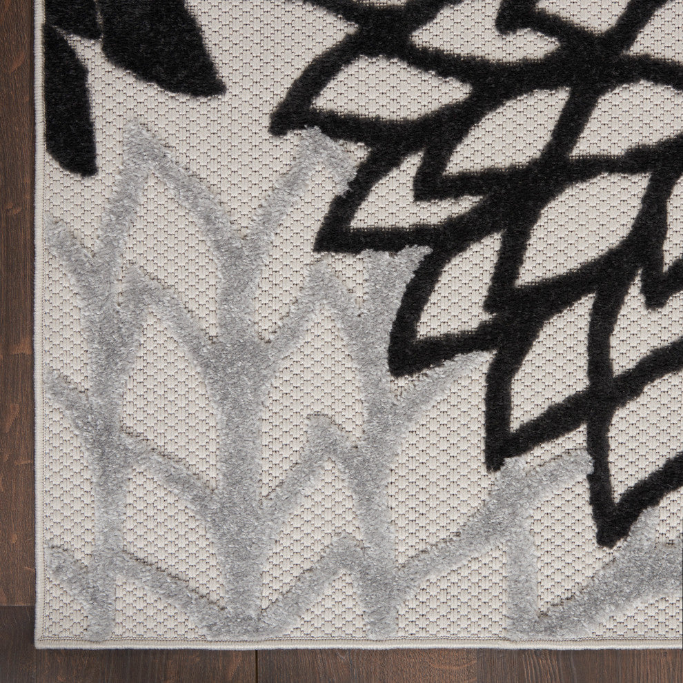 Nourison Aloha 9' x 12' Black White Tropical Area Rug