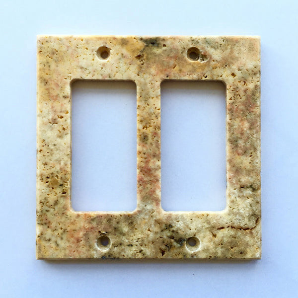Travertine Switch Wall Plates Covers - Honed (Matte), Scabos, 2 Rocker