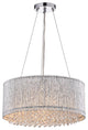 Pamina 4-Light Chrome Tubes Drum Shade Chandelier With Hanging Crystals Glam