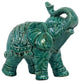 Ceramic Trumpeting Standing Elephant Figurine, Glossy Dark Cyan