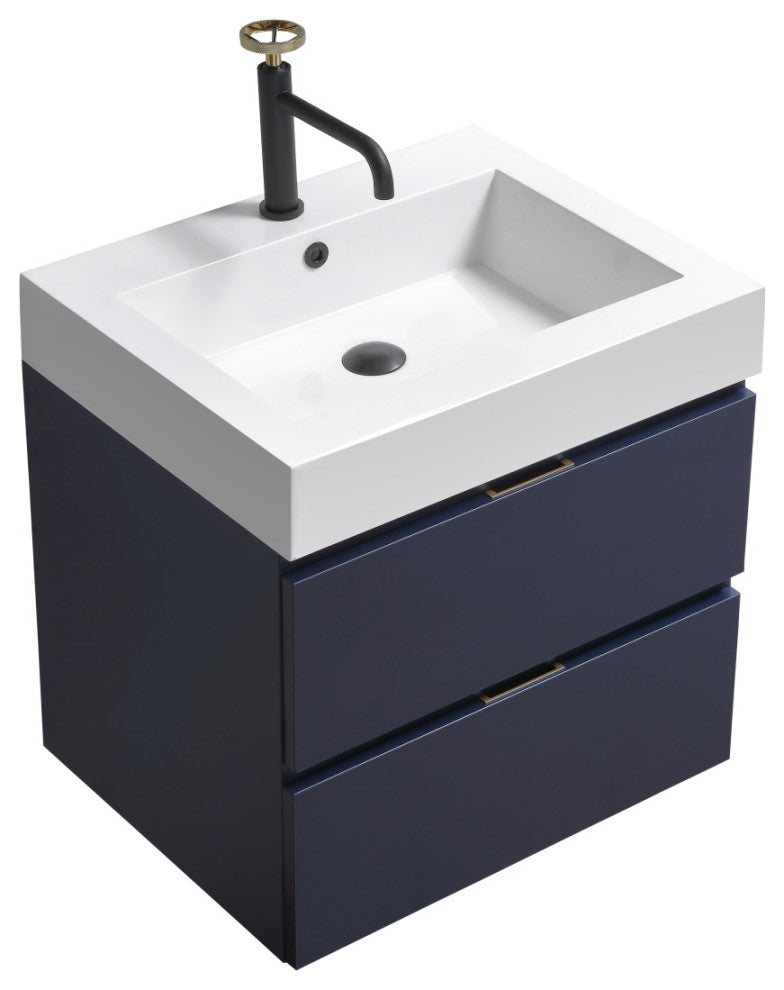 Bliss 24" Blue Wall Mount Modern Bathroom Vanity