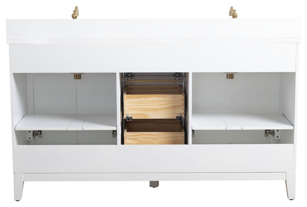 Vanity Art Bathroom Vanity With Sink, White, 60" Double