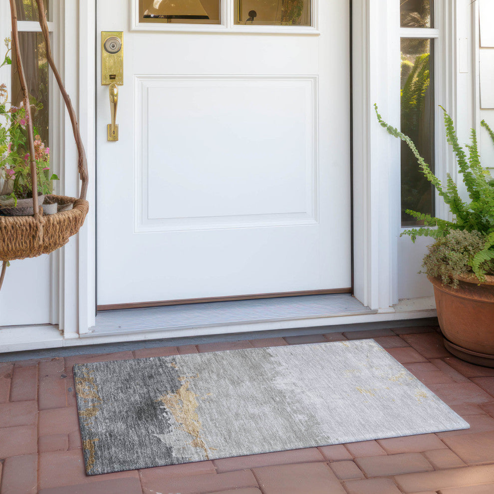 Machine Washable Indoor/Outdoor Chantille ACN1885 Gold 1'8" x 2'6" Rug